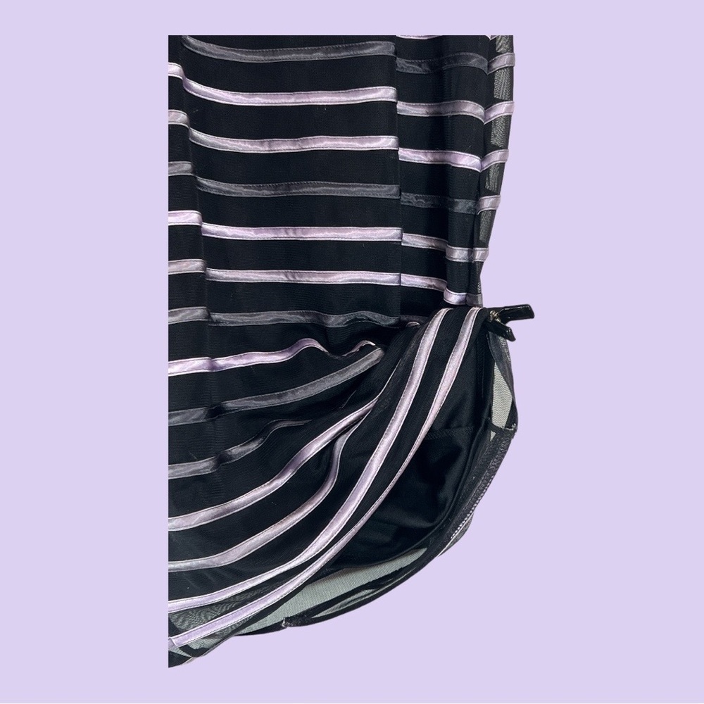 JS Collections Black Silver Lavender Wide Strap Cocktail Mini Dress Size 2 - Picture 3 of 10
